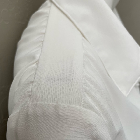 #4 White Button Flap Pocket Blouse w/Gathered Sleeves - Picture 4 of 7